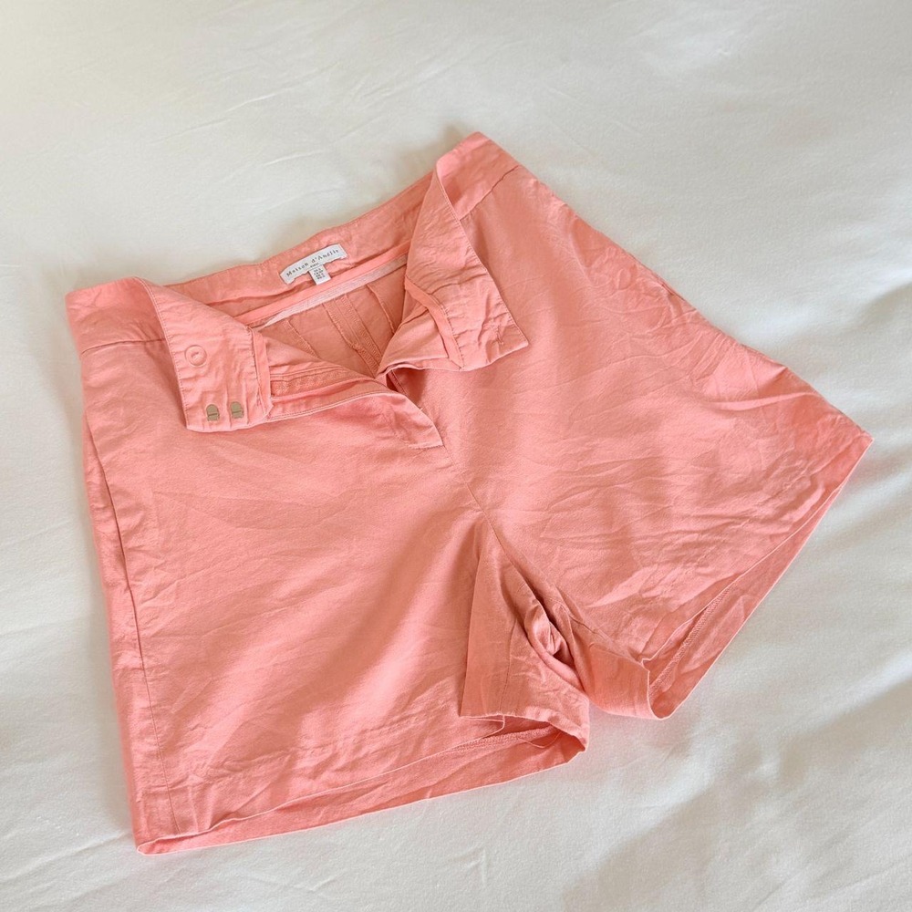 Maison De Amelie Coral Pink Lightweight Preppy Structured Shorts Womens Small